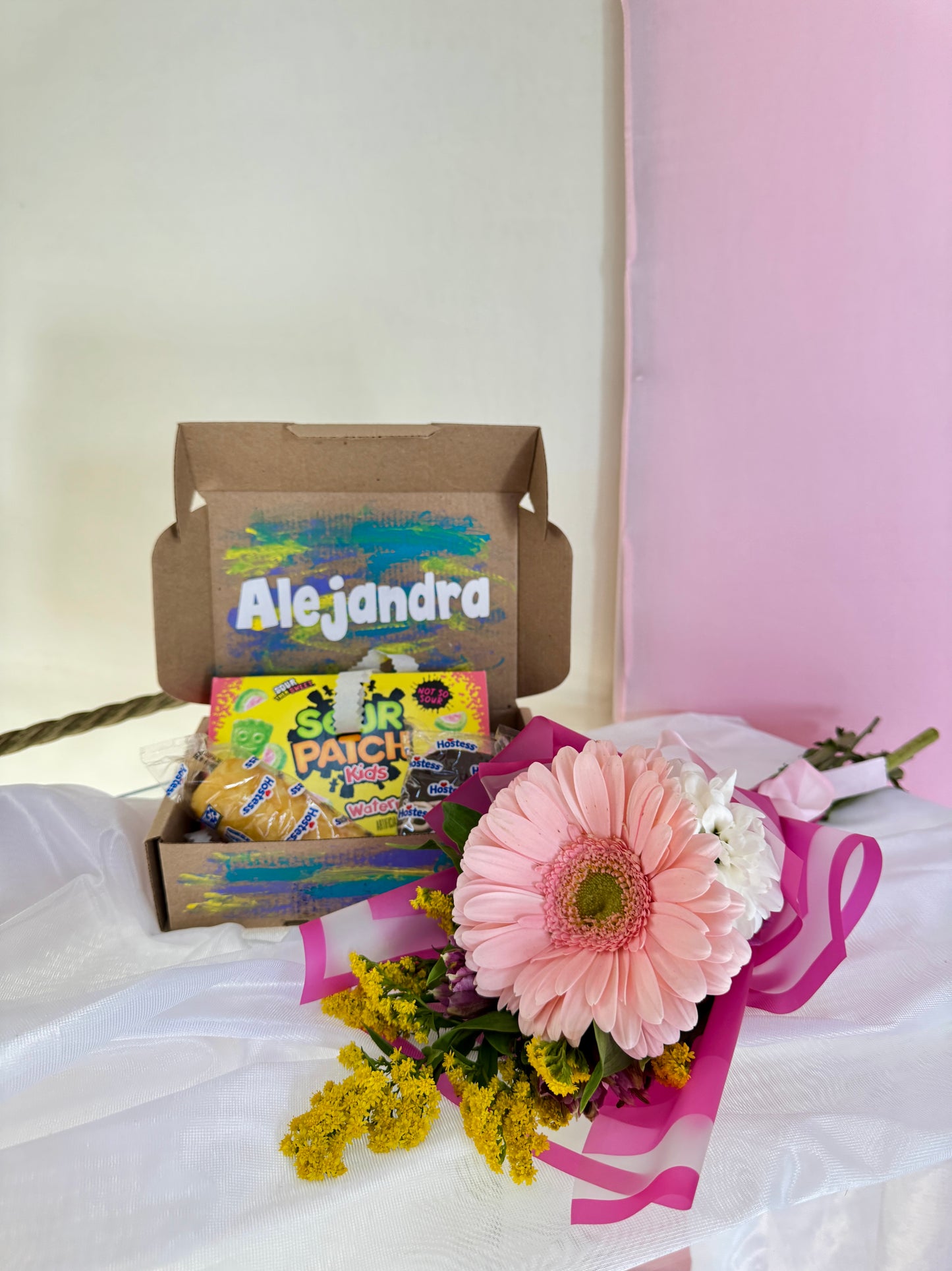 Flor con mini candy box